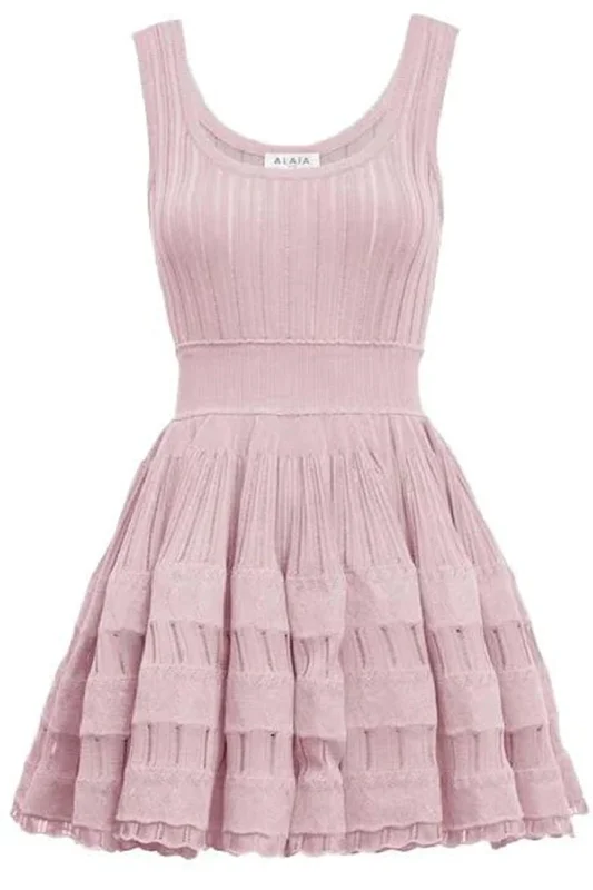 Retro Dresses for Throwback -Fluid Skater Dress - Rose