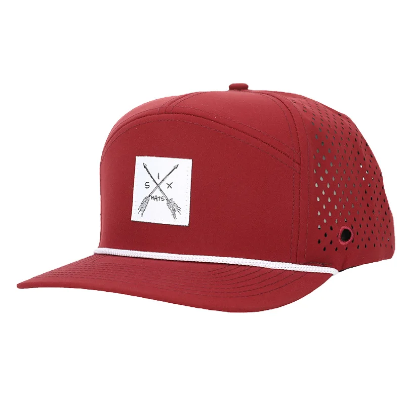 Embroidered cap with custom team initials -Burgundy Arrow  Tee Holder Hat w/ Magentic Ball Marker