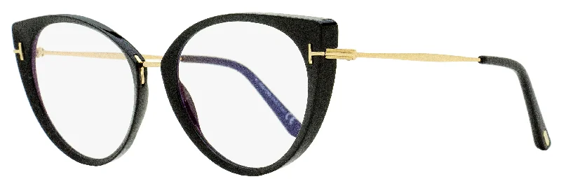 Progressive Glasses for Smooth Vision -Tom Ford Women's Blue Block Eyeglasses TF5815B 001 Black/Gold 54mm