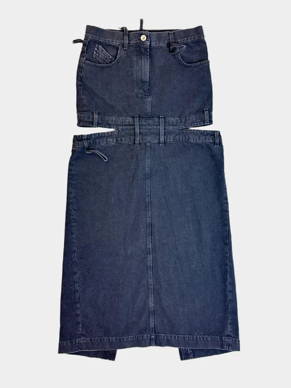 A-line Dresses for Flattering -Cut-out Long Denim Skirt