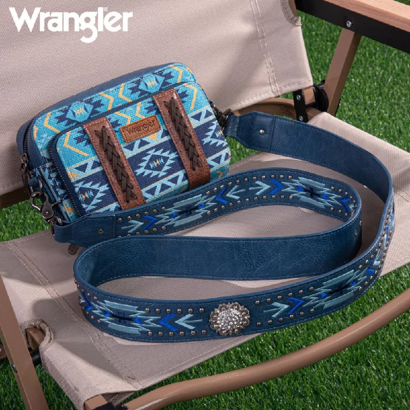 Women's bags with padded straps and sleek finish for comfort and style-Wrangler Womens Navy Crossbody Aztec Bag - WG2207-3003-NY