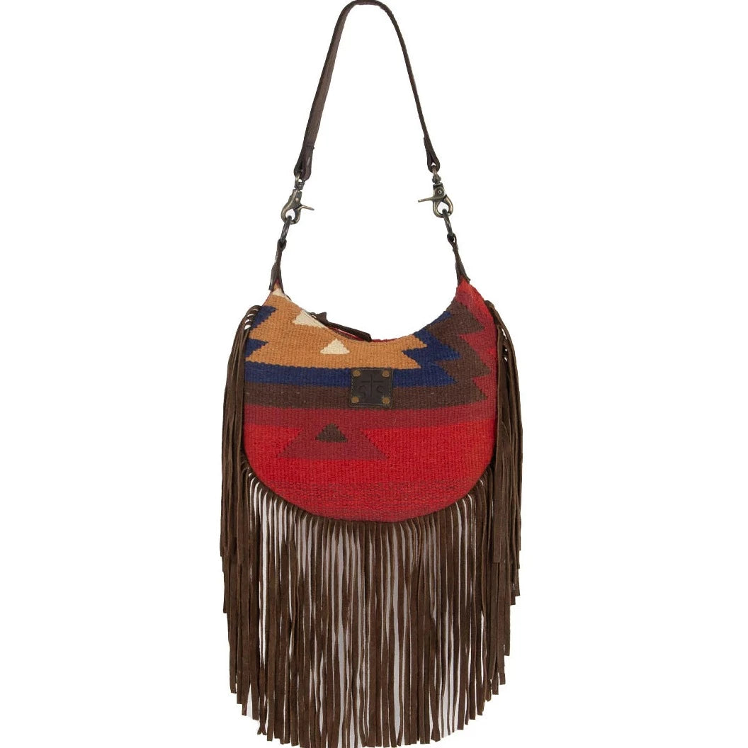 Elegant women's bags with gold hardware and sleek design for formal events-STS Ranchwear Crimson Sun Nellie Fringe Bag