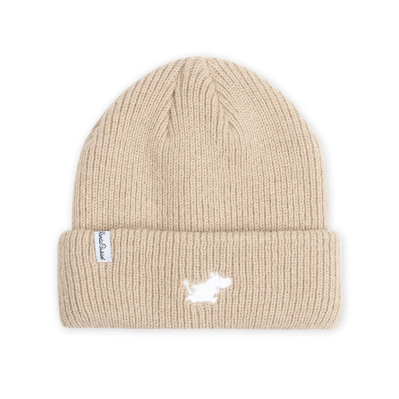 Premium leather cap with stitched logo detail -Moomin Classics Winter Hat Beanie Adult - Beige