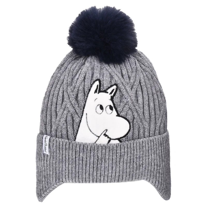 Wool sports cap for chilly game nights -Moomintroll Winter Beanie Kids - Grey