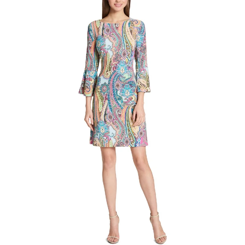 Cotton Dresses for Comfort -Tommy Hilfiger Womens Petites Jaipur Matte Jersey Paisley Sheath Dress