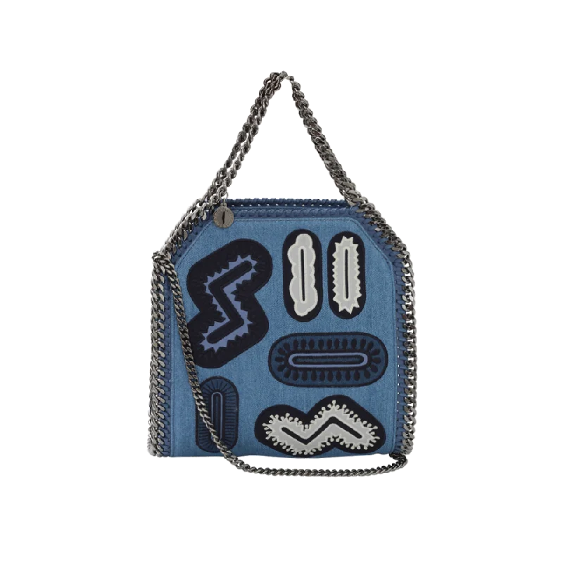 Classic women's bags with structured design and polished finish for office wear-Denim Embroidered Shoulder Bag