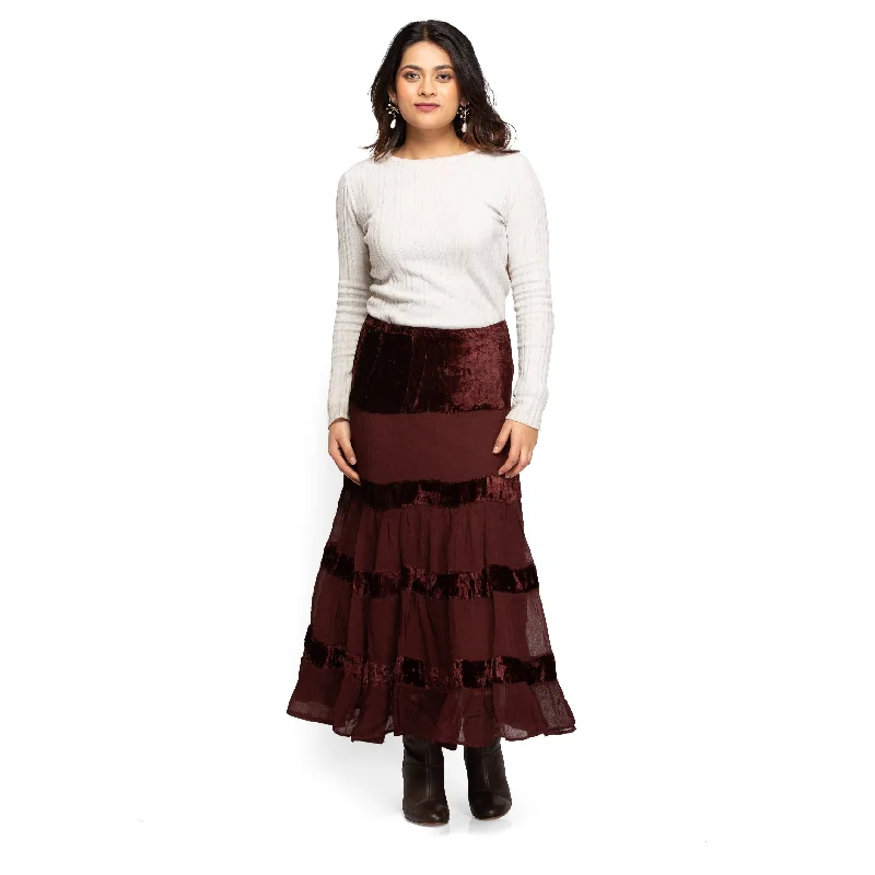 Abstract Dresses for Creative -NOZ2TOZ Women's panel skirt - Wine