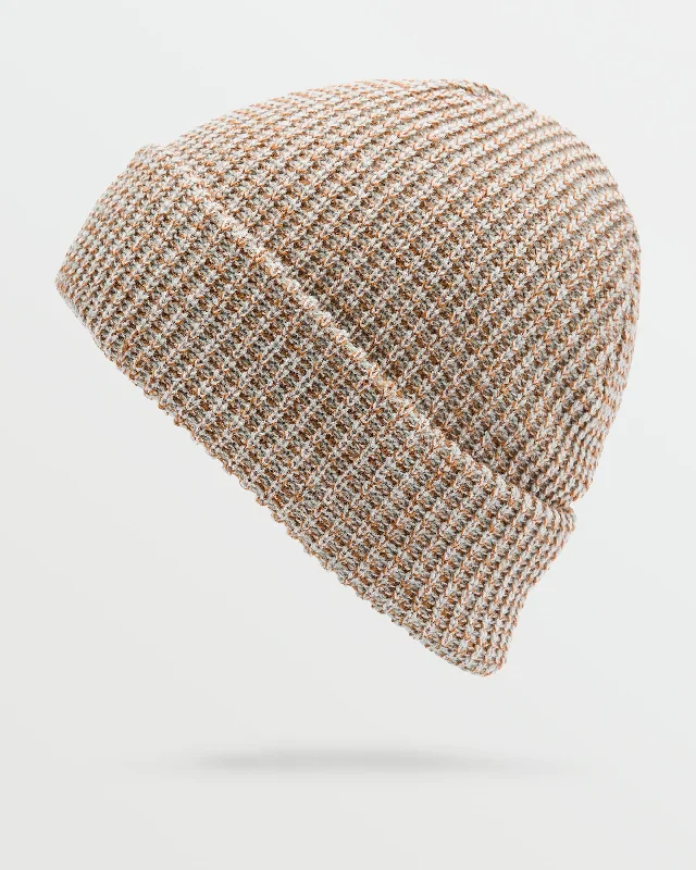 Premium leather cap with stitched logo detail -Mens Stoned Knit Beanie - Caramel