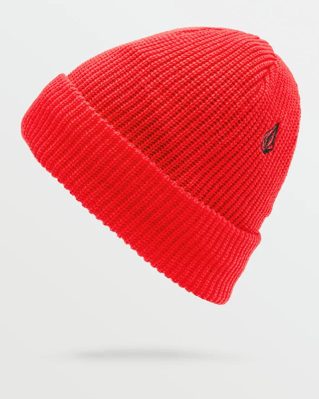 Neon graphic cap for eye-catching night runs -Mens Sweep Lined Beanie - Crimson