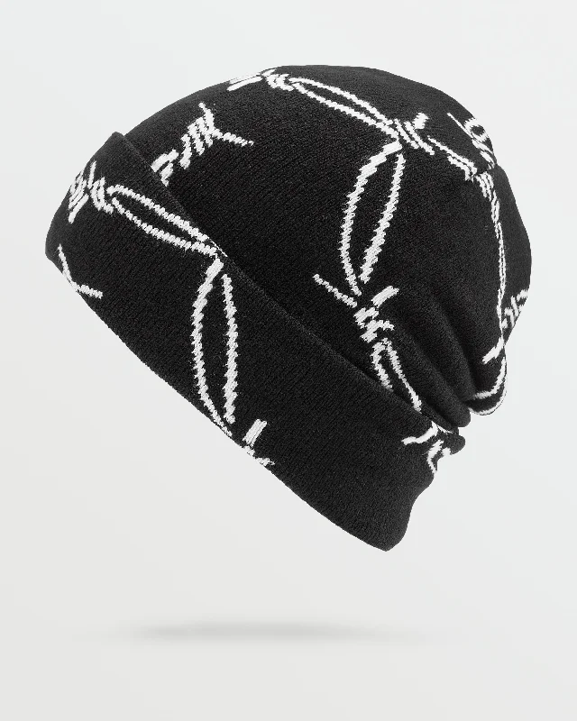 Washed denim cap for broken-in softness -Mens Stone Funk Beanie - Black