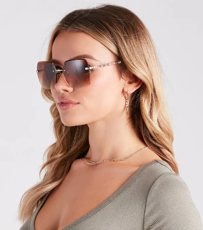 Fishing Sunglasses for Water Sports -Trendy Summer Babe Oversized Square Sunglasses