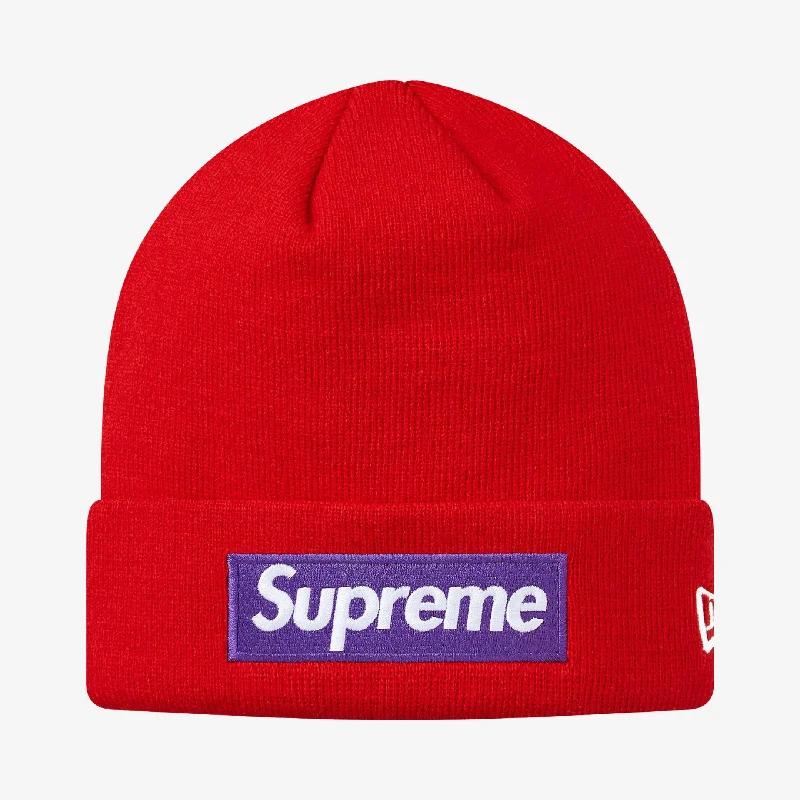 Waterproof sports cap for wet training runs -Supreme x New Era Beanie 'Box Logo' Red (FW17)