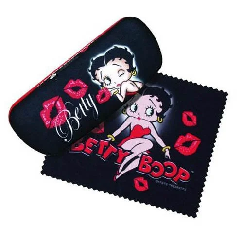 Painted Glasses for Artistic Touch -Betty Boop Kisses Eyeglasses Case with Cleaning Cloth