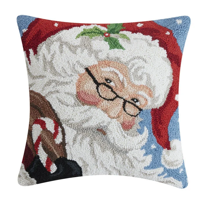 Printed Glasses with Patterns -Peking Handicraft | Santa with Glasses Hook Pillow, 18"x18"